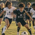 Young soccer players dribbling the ball on an outdoor pitch during an in-season program in Italy